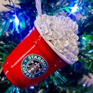 Starbucks red cup ornament with glitter
